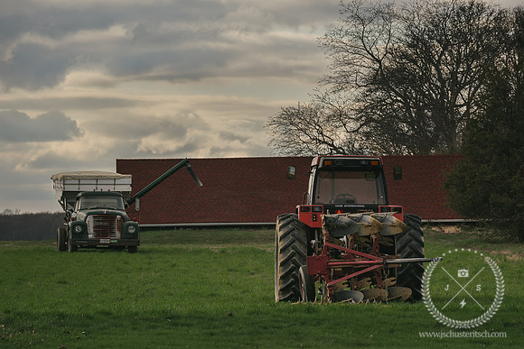 Truck and Tractor on the Farm