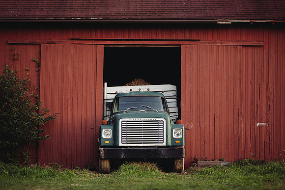 Potato Truck in a Red Barn